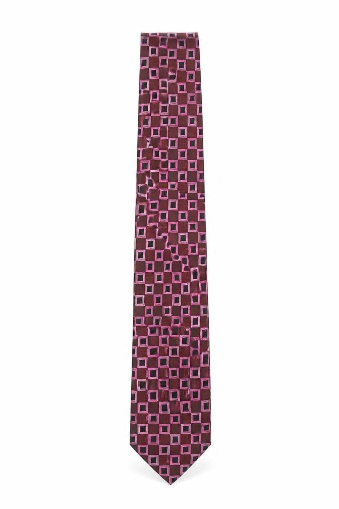 Daniel Hechter Men's Pink & Brown Geometric Silk Tie One Size