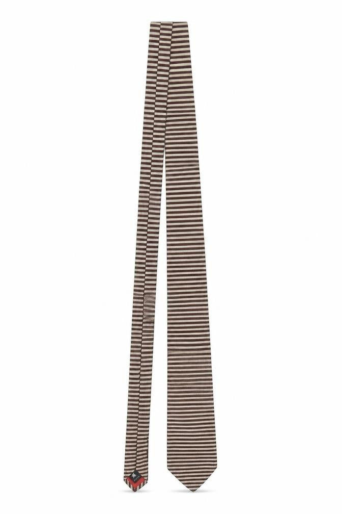 Marques Hovel Men's Brown Striped Pure Silk Slim Tie
