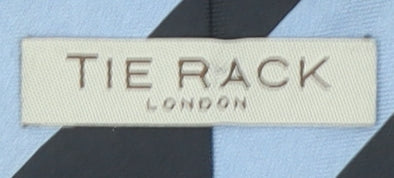 Tie Rack London Men's Blue & Black Striped 100% Silk Tie