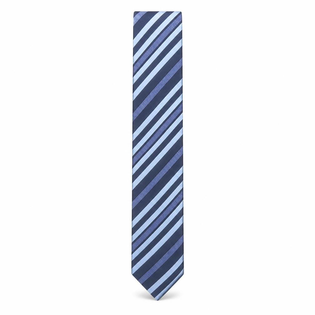Fellini Men's Blue Striped Pure Silk Italian Tie