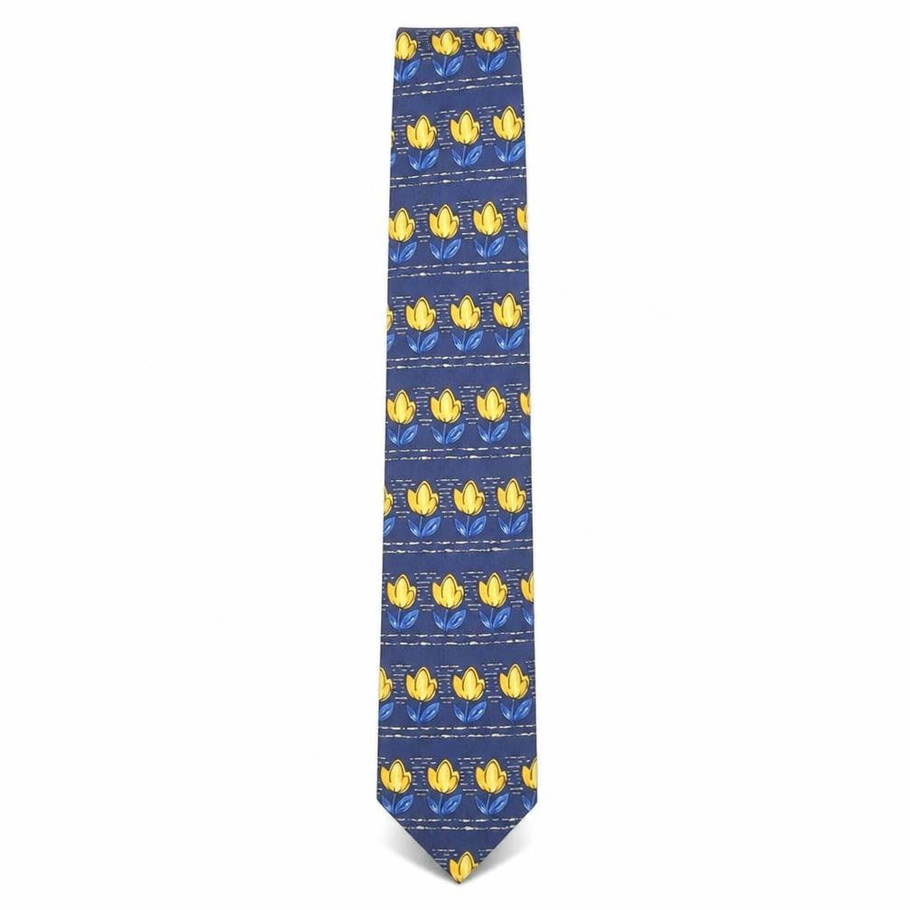 Antiche Seterie Fiorentine Men's Blue Floral Silk Designer Tie