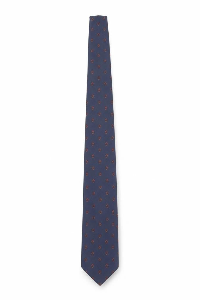 Glenora Men's Navy Blue Pure Silk Patterned Tie