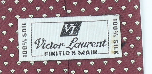 Victor Laurent Men's Red Polka Dot 100% Silk Tie Handmade 176cm