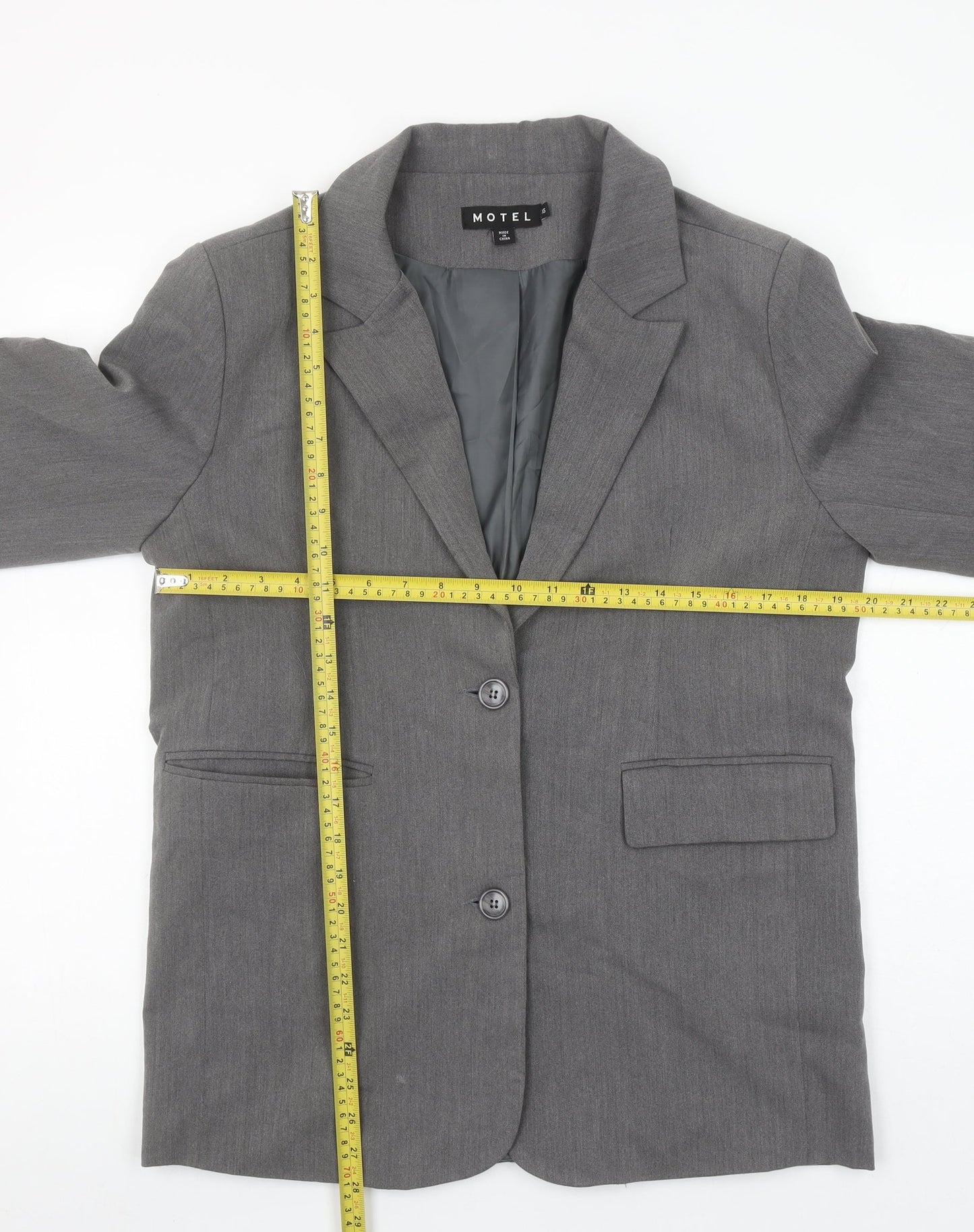 Motel Women’s Grey XS Classic Single-Breasted Blazer Jacket