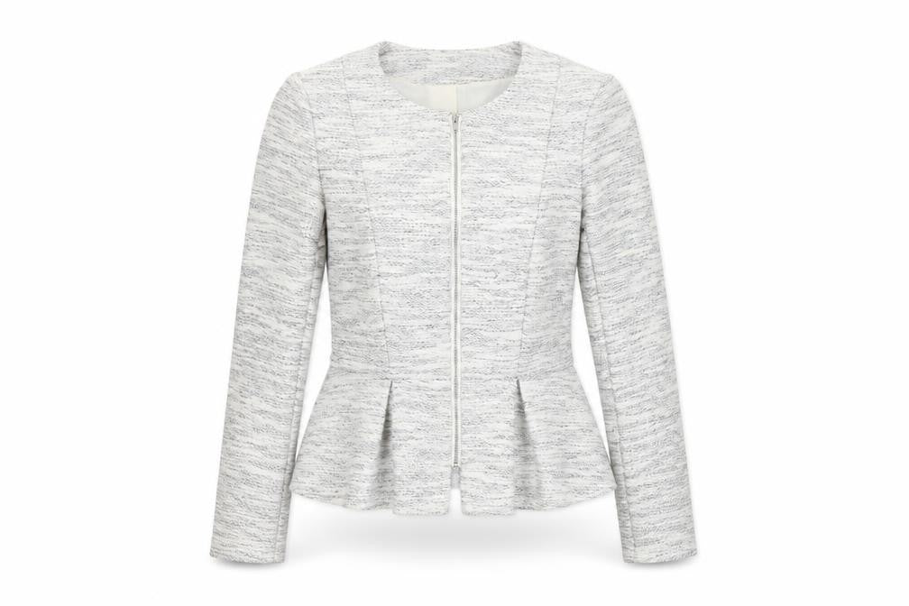 H&M Divided Women's Grey Peplum Zip Suit Jacket Size 8