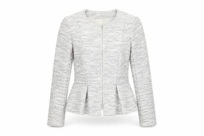 H&M Divided Women's Grey Peplum Zip Suit Jacket Size 8