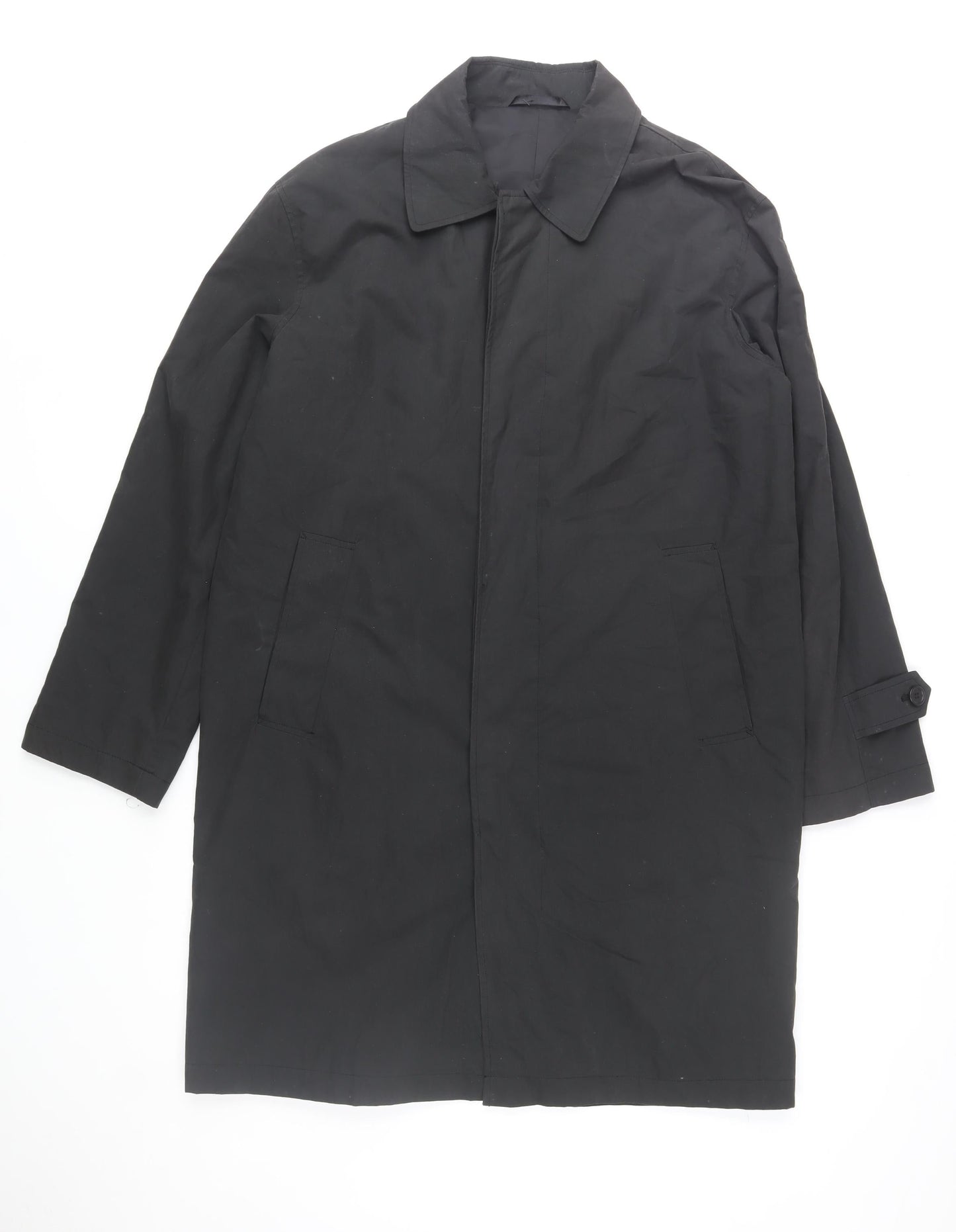 Dehavilland Men's Black Cotton Nylon Long Overcoat S 36-39"