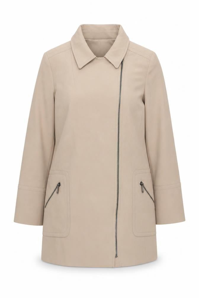 Jasper Conran Women’s Beige Zip Front Mid-Length Coat Size 18