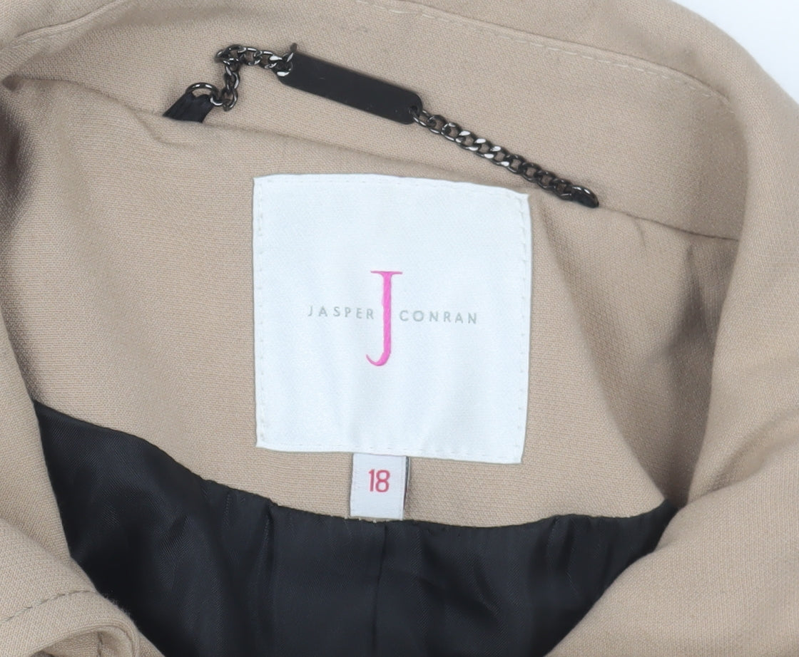 Jasper Conran Women’s Beige Zip Front Mid-Length Coat Size 18