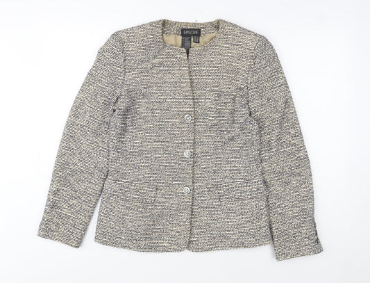 Episode Women's Beige Tweed Button Blazer Jacket Size 8
