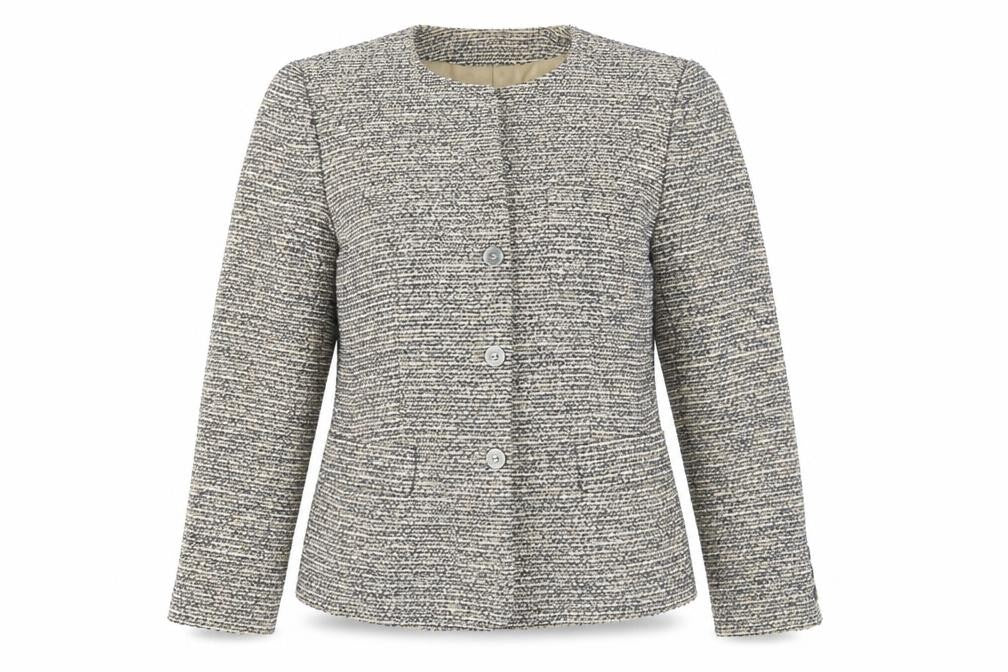 Episode Women's Beige Tweed Button Blazer Jacket Size 8
