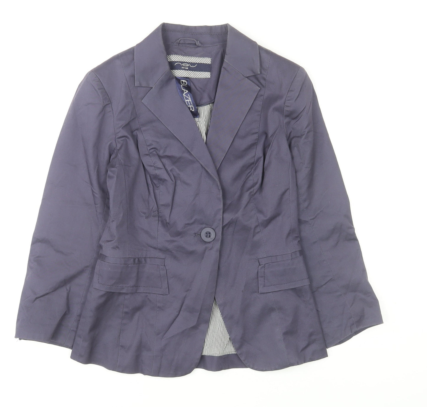 New Look Women Blue Slim Fit Cotton Blazer UK 8 Smart Casual