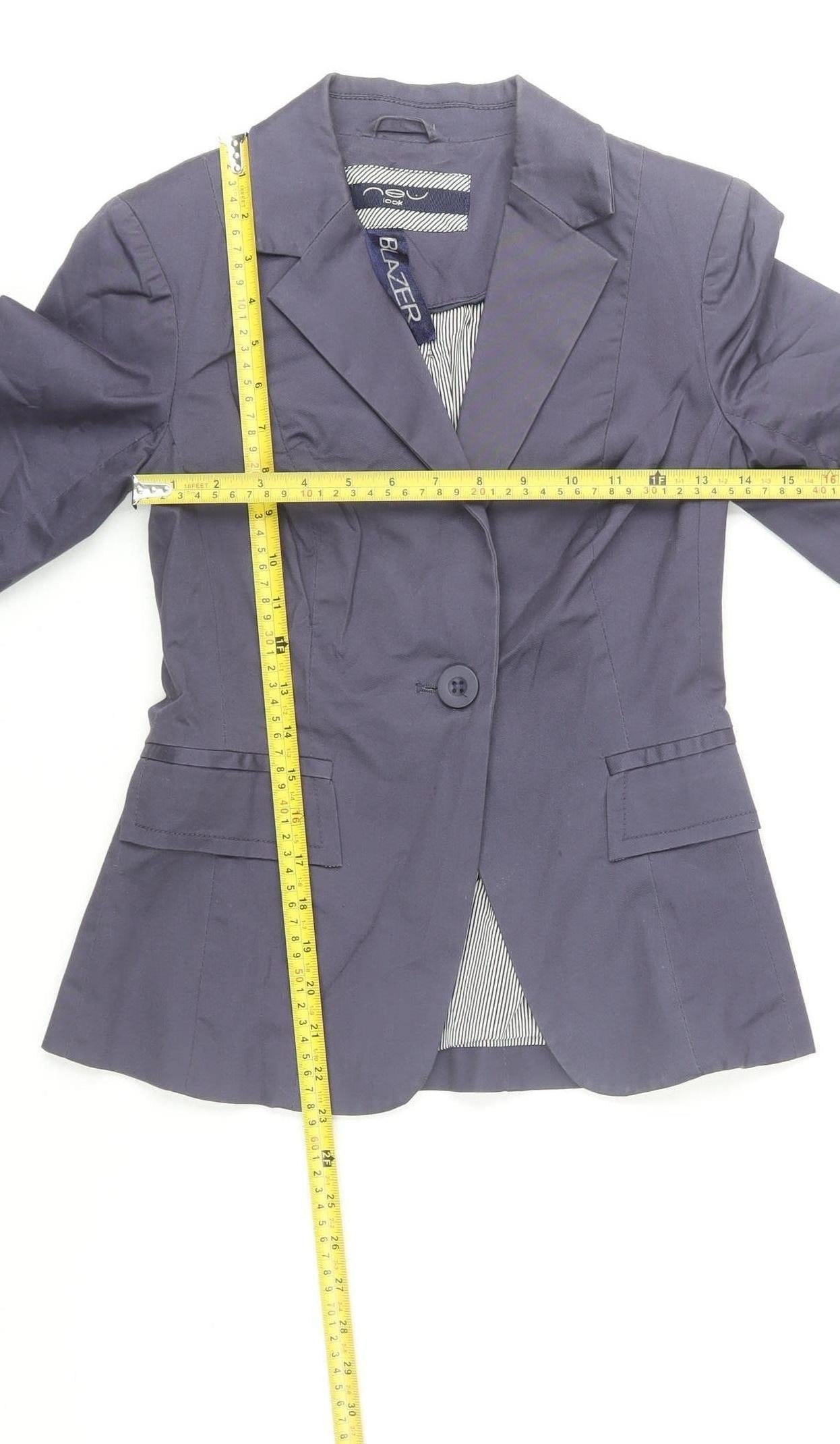 New Look Women Blue Slim Fit Cotton Blazer UK 8 Smart Casual
