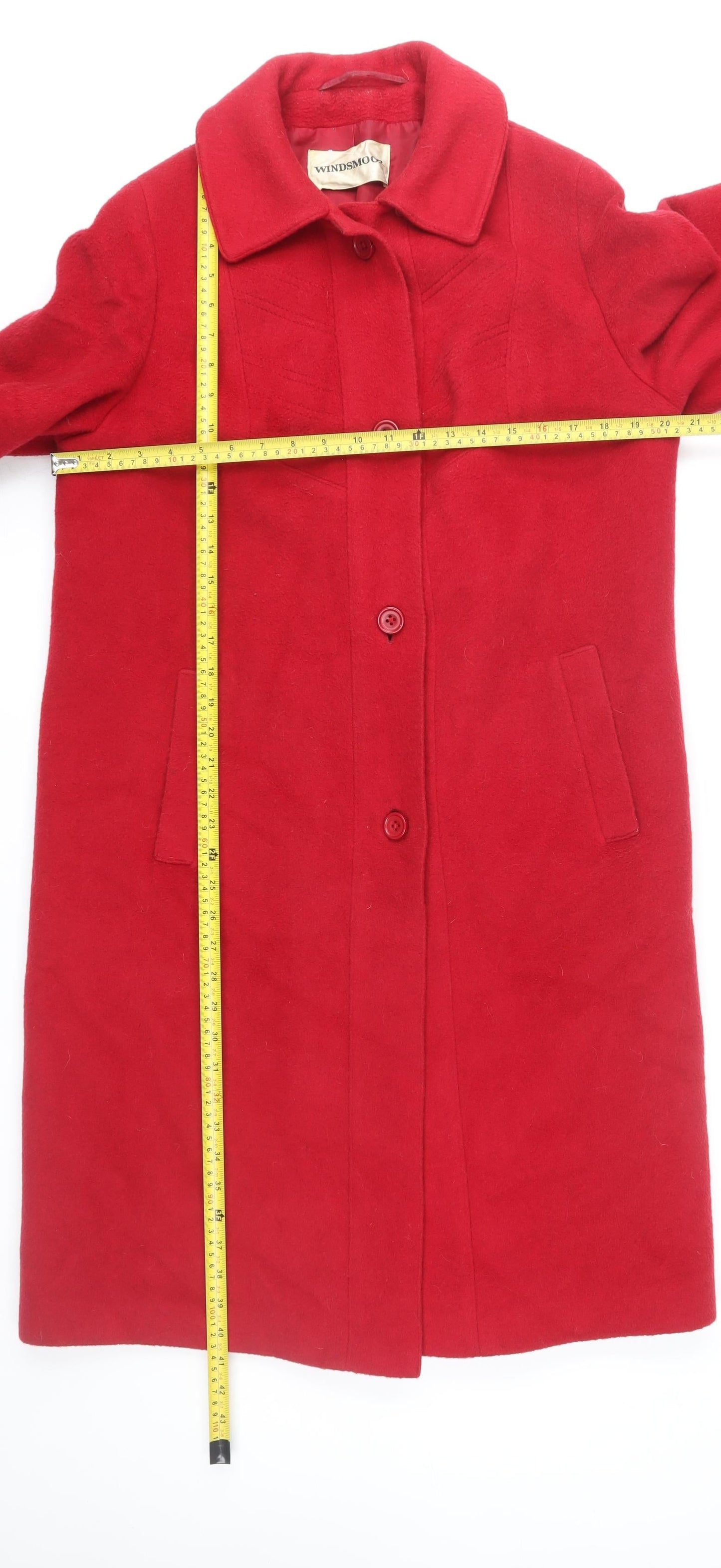 Windsmoor Women’s Red Wool Blend Long Overcoat Size 14