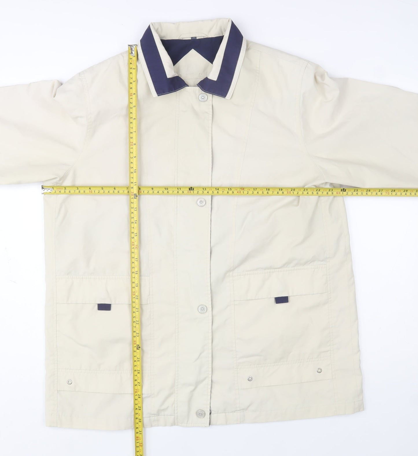 Outer Layer Women's Beige Rain Coat Size 16 Waterproof Mid-Length