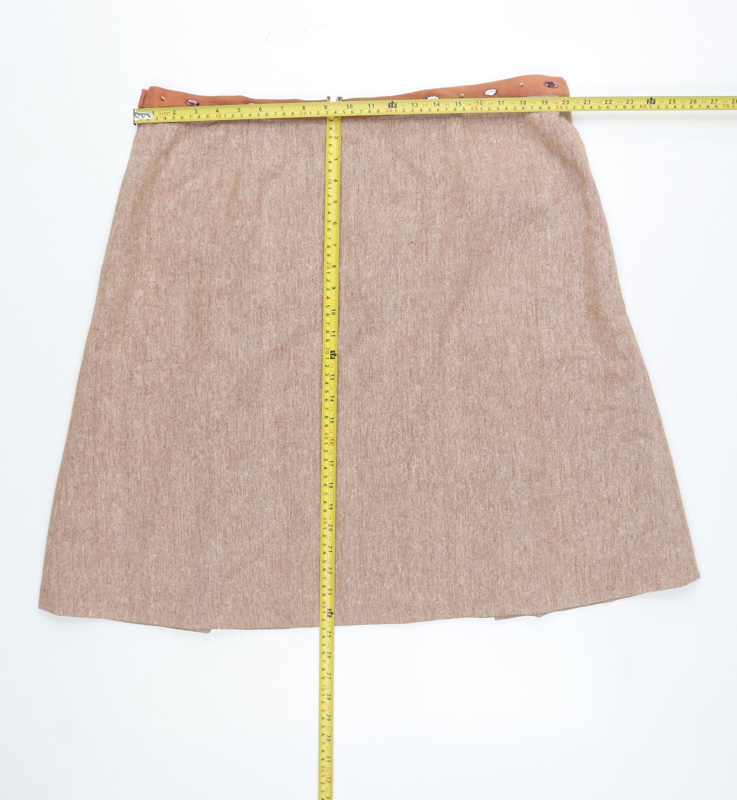 Florence & Fred Women's Beige Embroidered A-Line Tweed Skirt Size 20