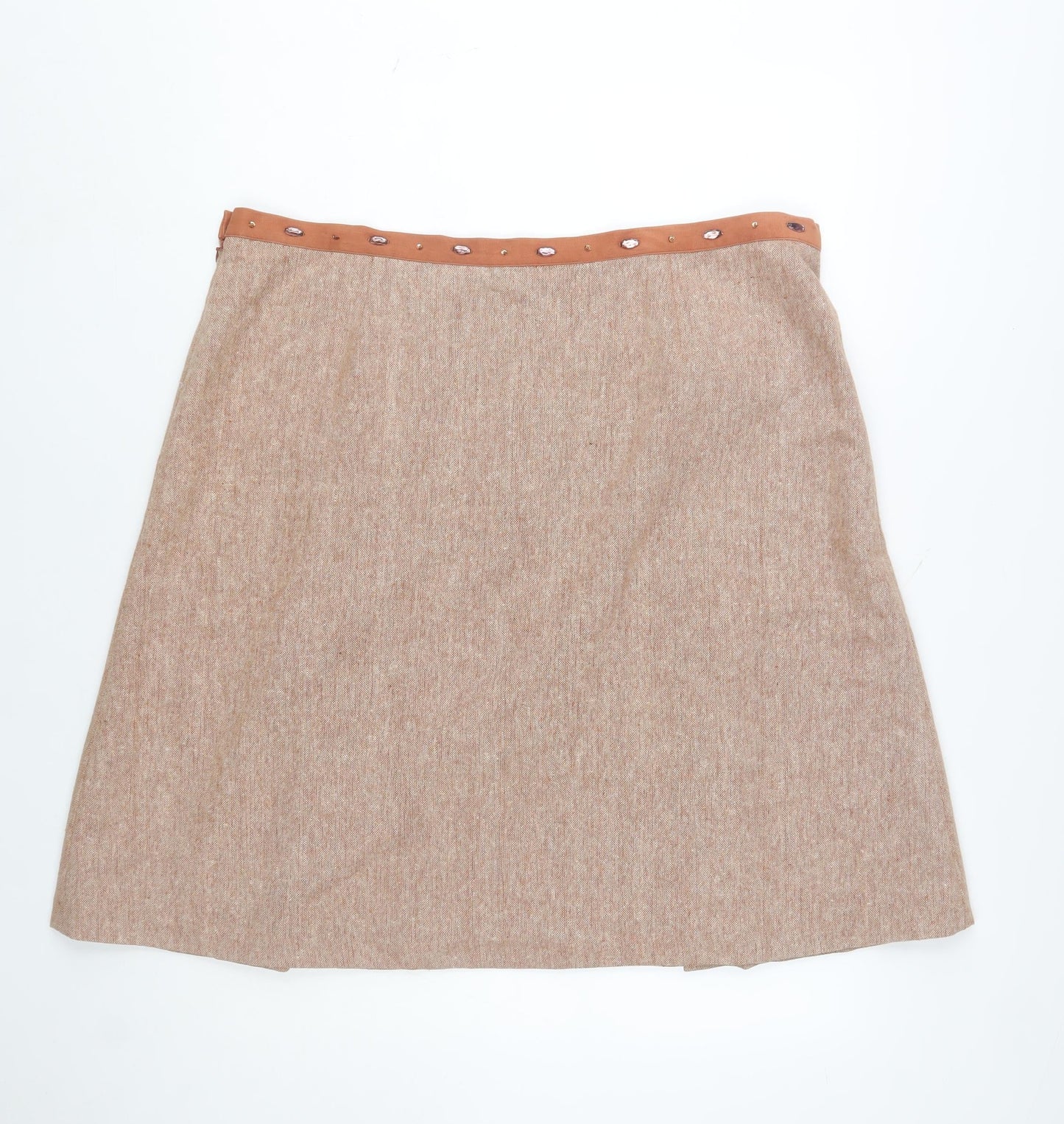 Florence & Fred Women's Beige Embroidered A-Line Tweed Skirt Size 20