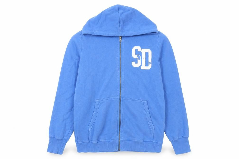 Superdry Men’s Blue Full Zip Hoodie S Regular Fit Logo Fleece