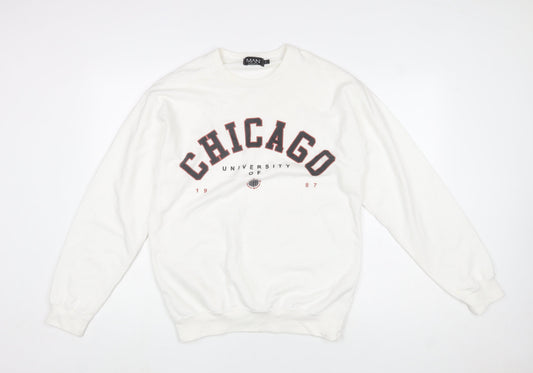 boohooMAN Men’s White University Chicago Graphic Sweatshirt Size S