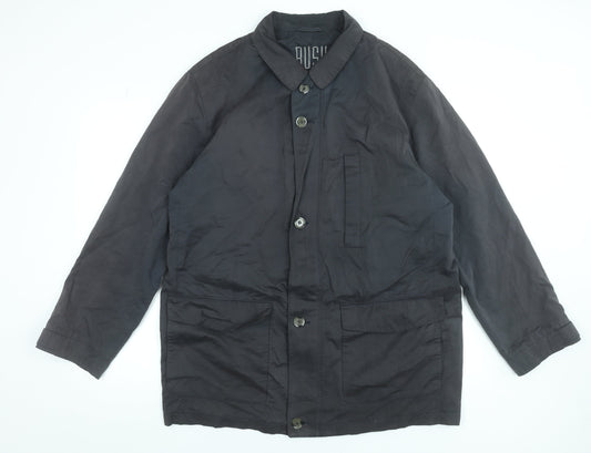 Bush Men's Black 42 Basic Cotton Blend Button Jacket