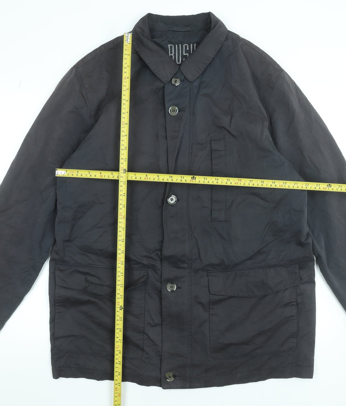 Bush Men's Black 42 Basic Cotton Blend Button Jacket