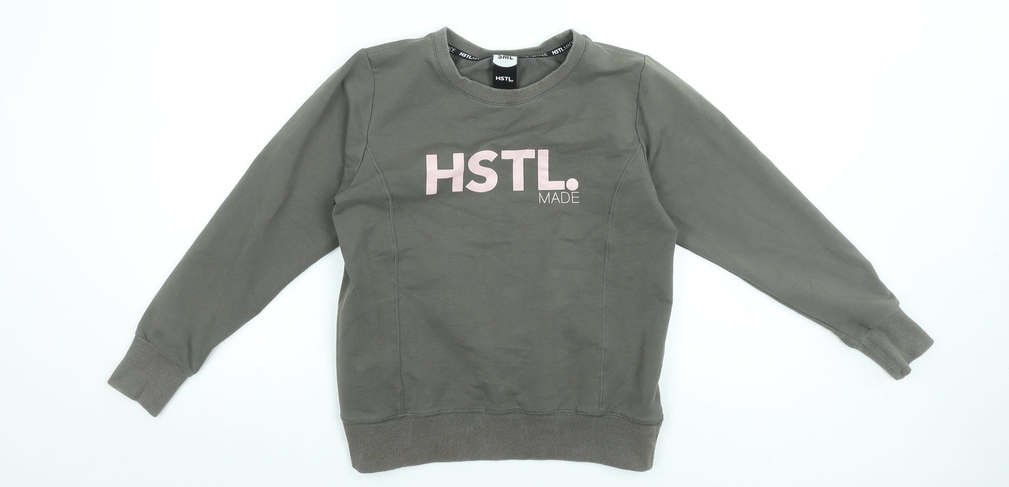 HSTL Made Women's Khaki Crew Neck Pullover Sweatshirt Size S