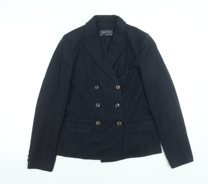 Marks & Spencer Women's Navy Blue Blazer Size 6 Wool Mix Smart Jacket