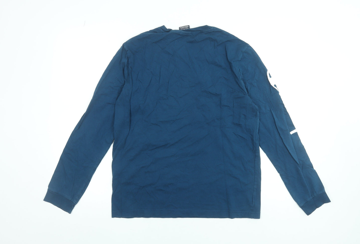 Champion Men's Blue Long Sleeve Cotton Crew Neck T-Shirt M