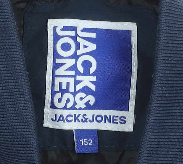 Jack & Jones Boys Blue Bomber Jacket Size 152 Full Zip Polyester