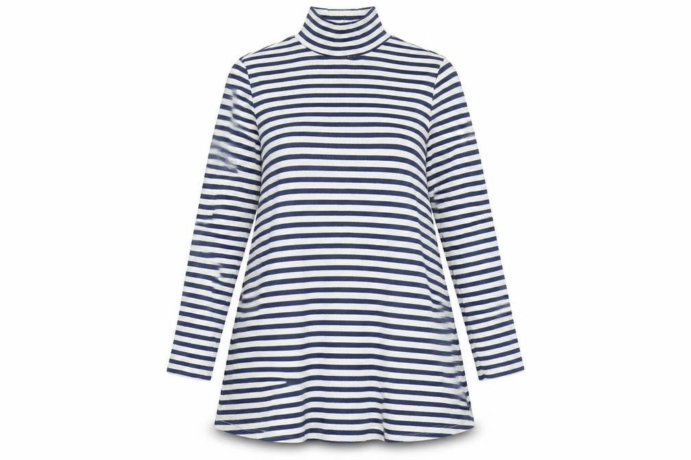 Gap Teens Blue White Striped A-Line Jersey Dress Long Sleeve Roll Neck 10-12