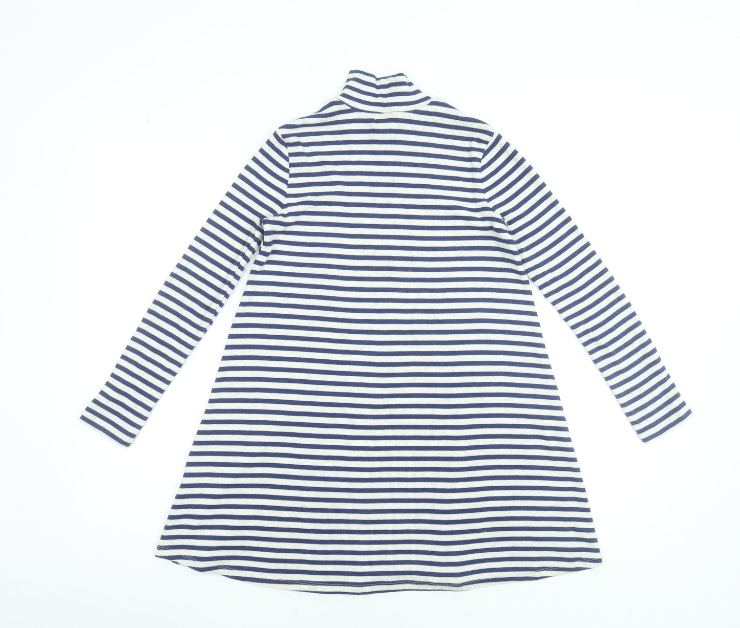 Gap Teens Blue White Striped A-Line Jersey Dress Long Sleeve Roll Neck 10-12
