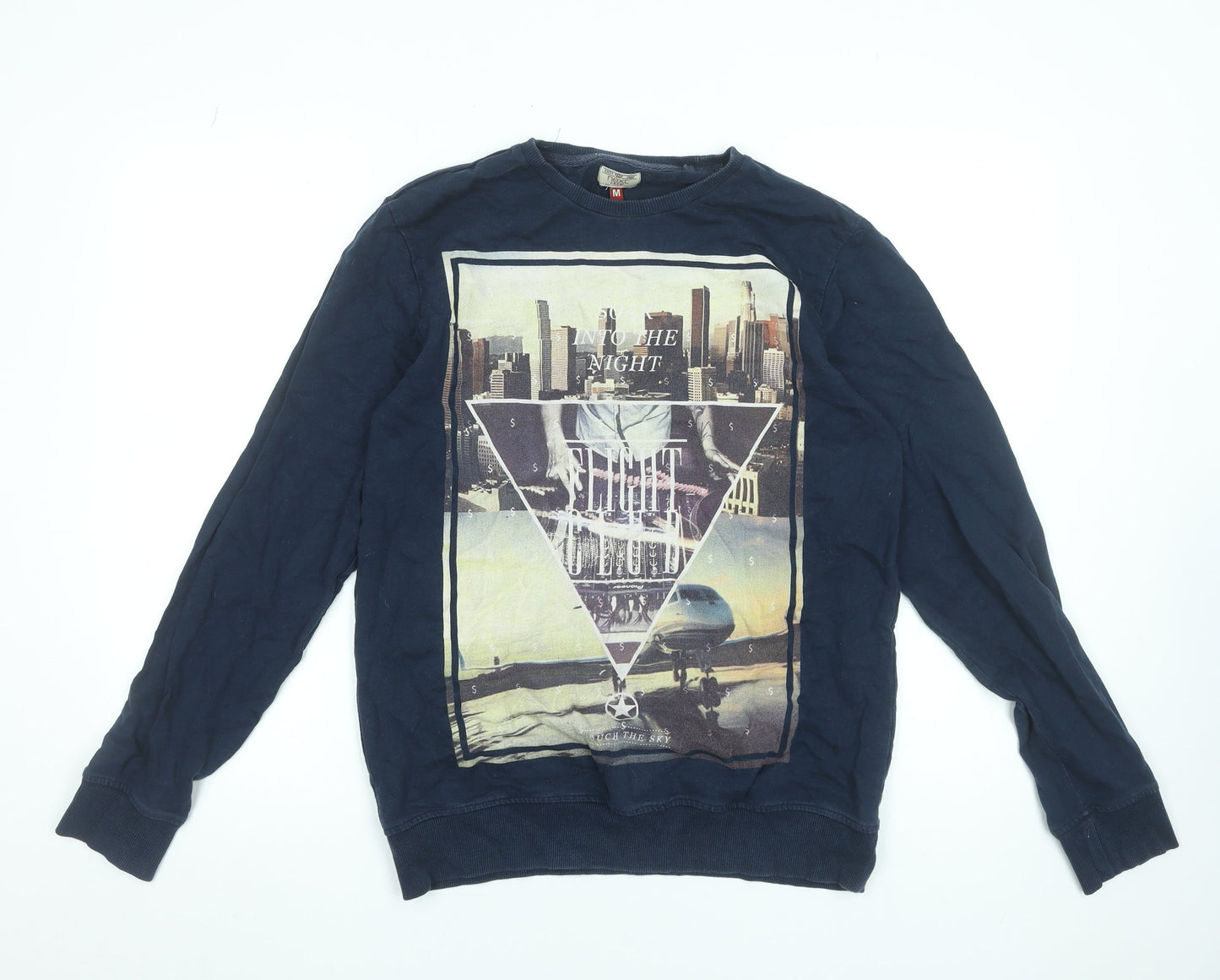 Next Men's Blue Crew Neck Graphic Print Pullover Sweatshirt Size M