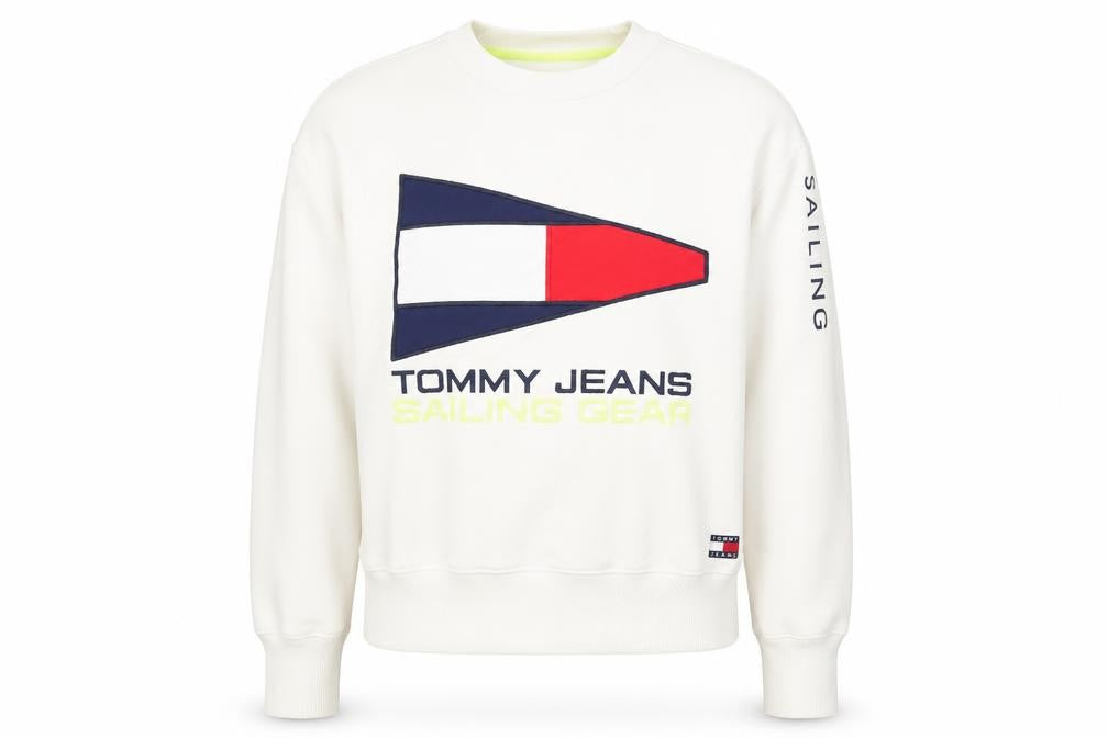Tommy Jeans Women's White XS Pullover Sweatshirt Sailing Gear Logo Cotton