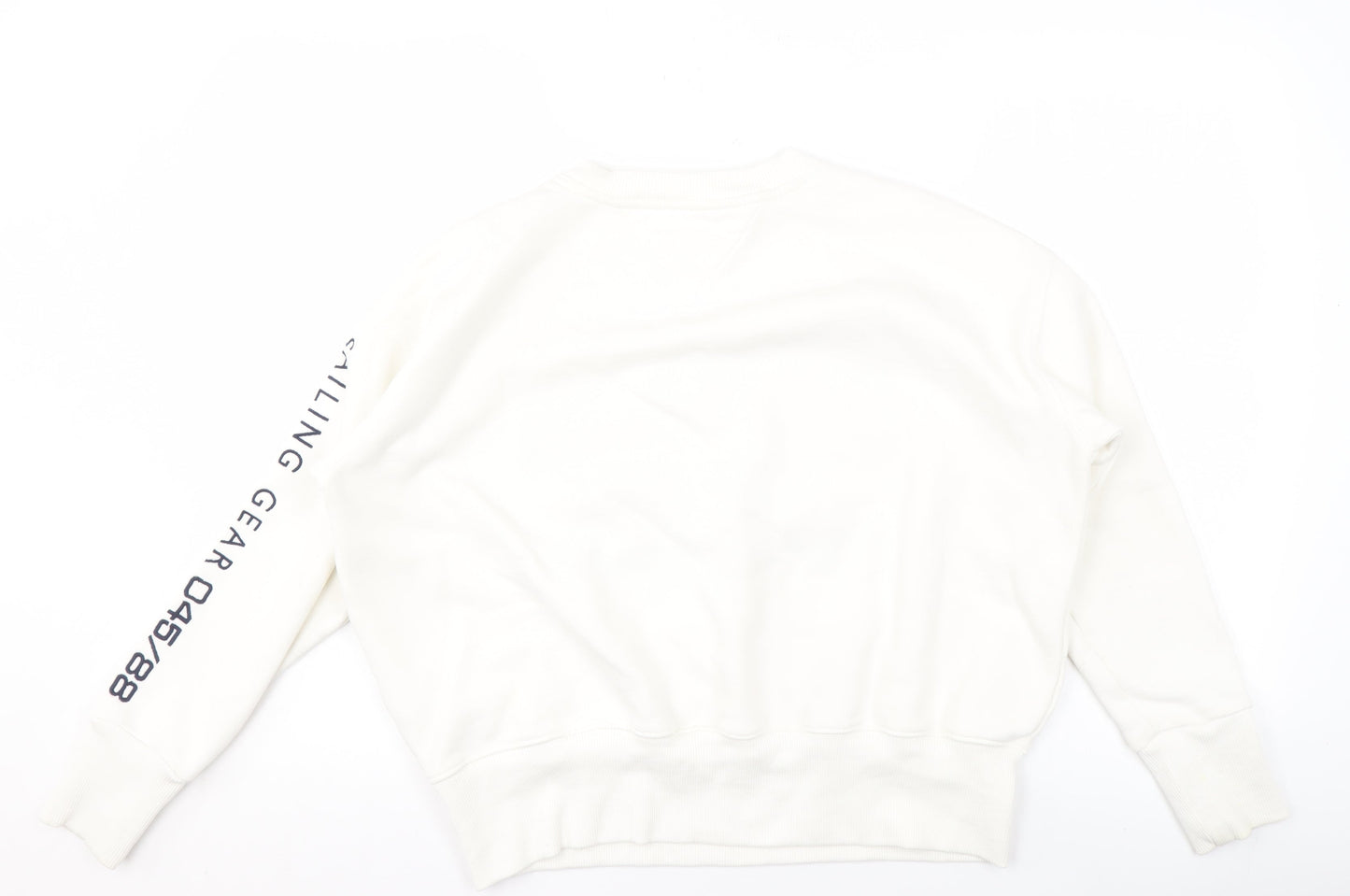Tommy Jeans Women's White XS Pullover Sweatshirt Sailing Gear Logo Cotton