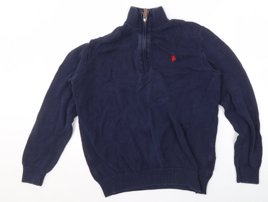 U.S. Polo Assn. Women's Navy 1/2 Zip Knitted Pullover Sweatshirt M