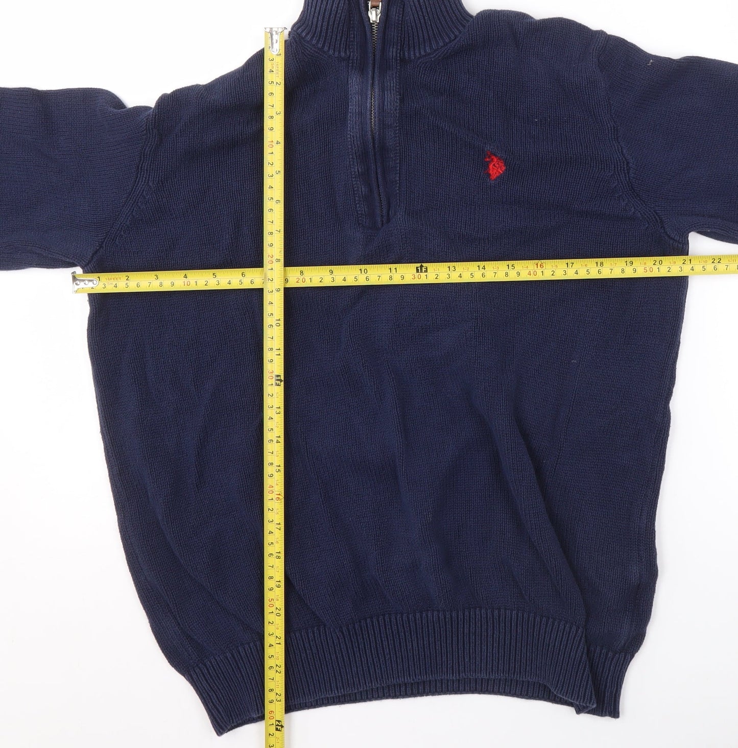 U.S. Polo Assn. Women's Navy 1/2 Zip Knitted Pullover Sweatshirt M