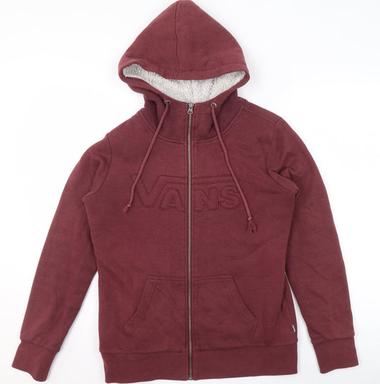 Vans Women’s Red Hooded Fleece Lined Zip Jacket Size S