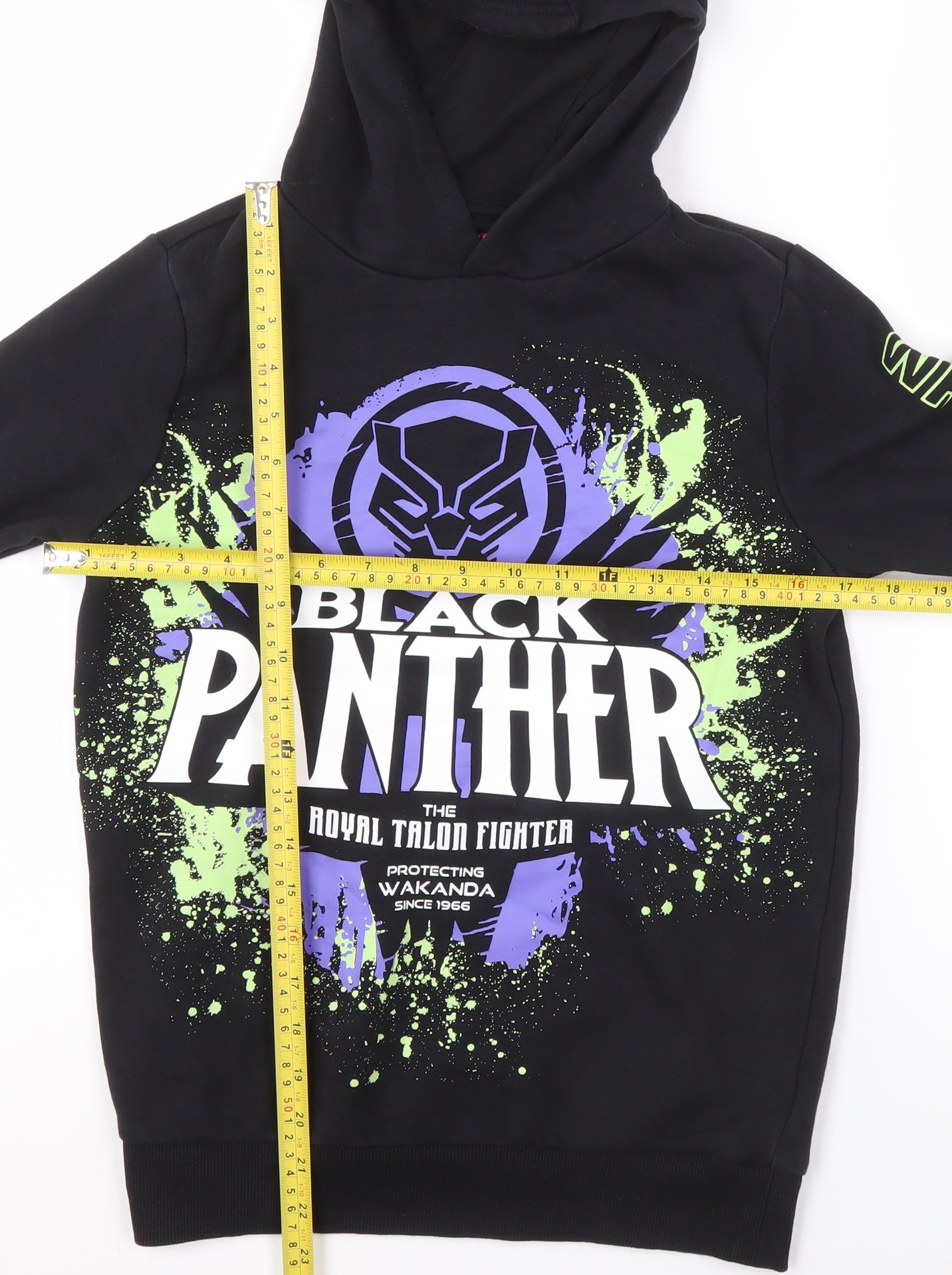Marvel Boys Black Hoodie 10-11 Years Black Panther Pullover Fleece