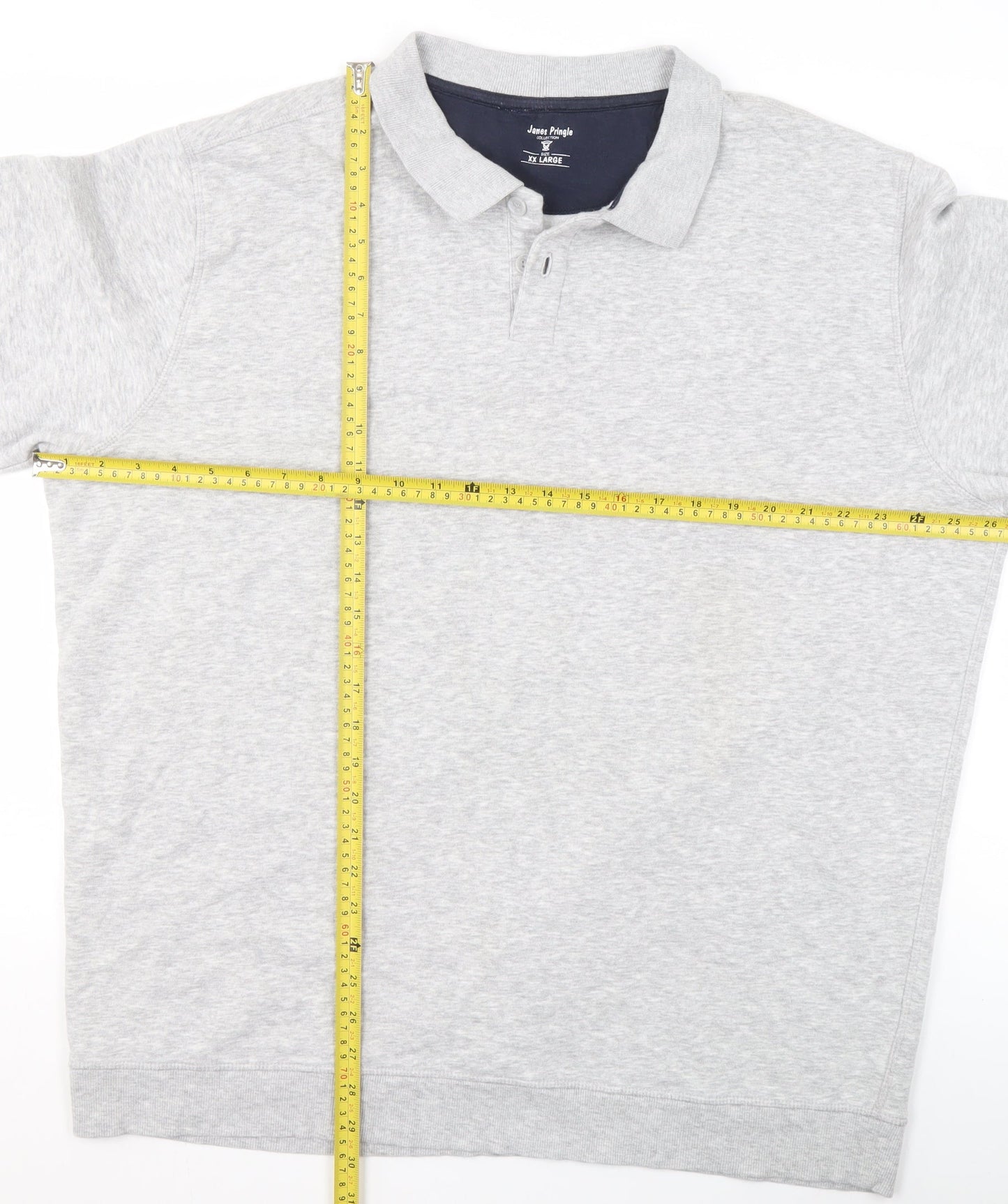 James Pringle Men’s Grey Collared Henley Sweatshirt Size 2XL