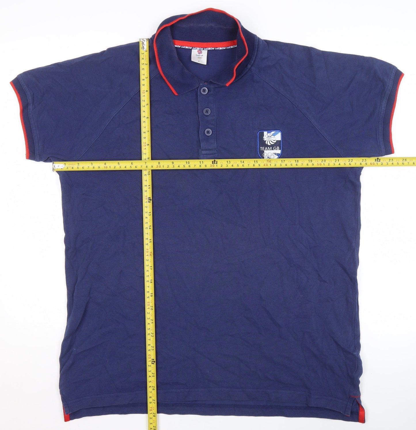 Team GB Men’s Blue Polo Shirt L Regular Fit Cotton Sportswear