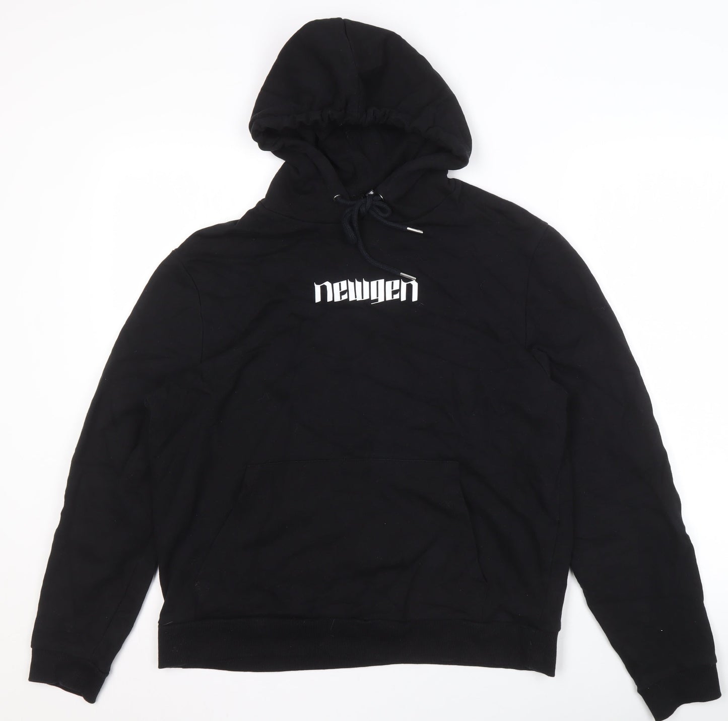 ASOS Design Unisex Kids Black Pullover Hoodie L Logo Graphic Cotton