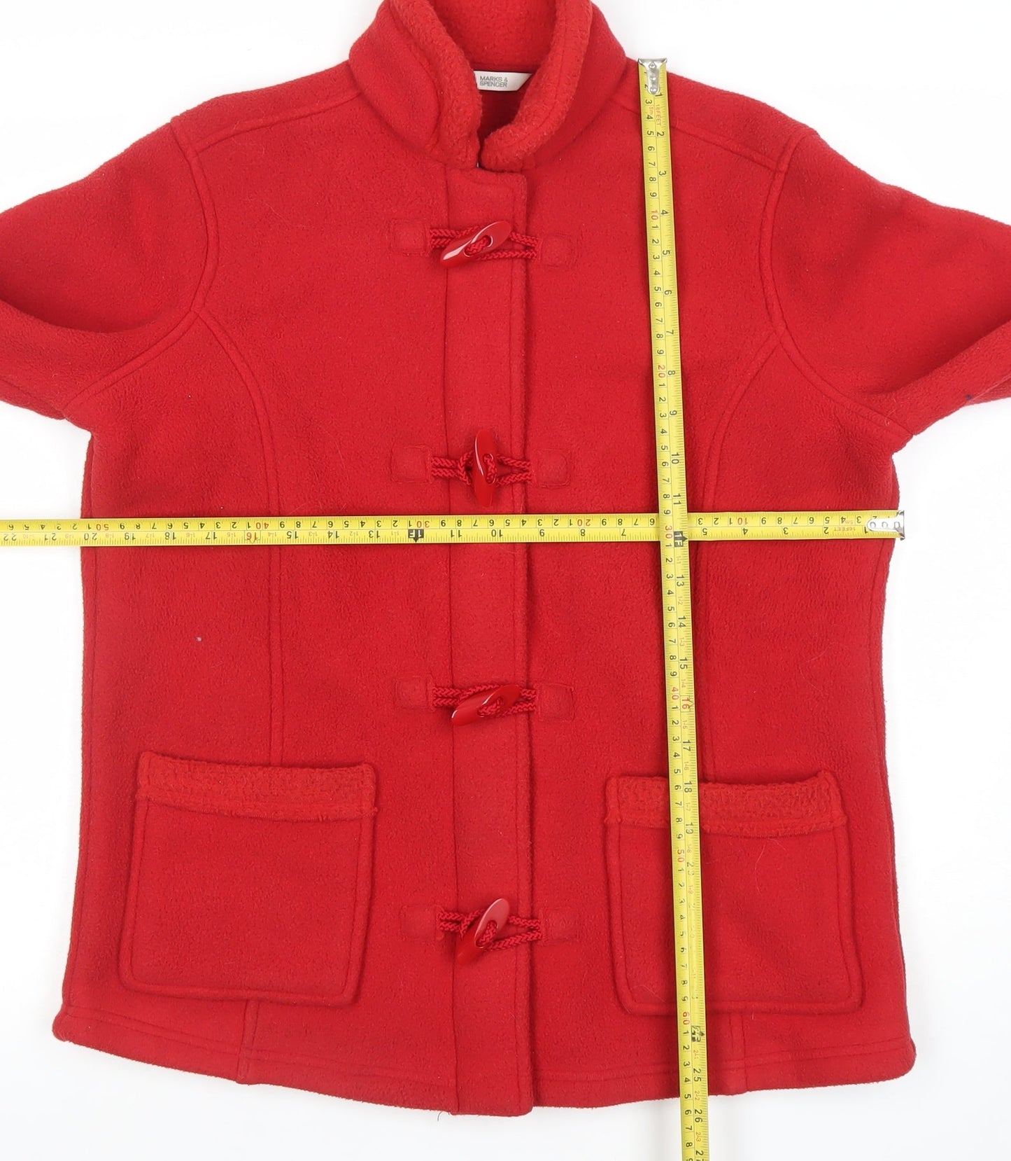 Marks and Spencer Women's Red Fleece Mid-Length Duffle Coat UK 12
