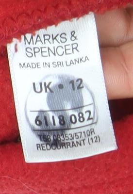 Marks and Spencer Women's Red Fleece Mid-Length Duffle Coat UK 12