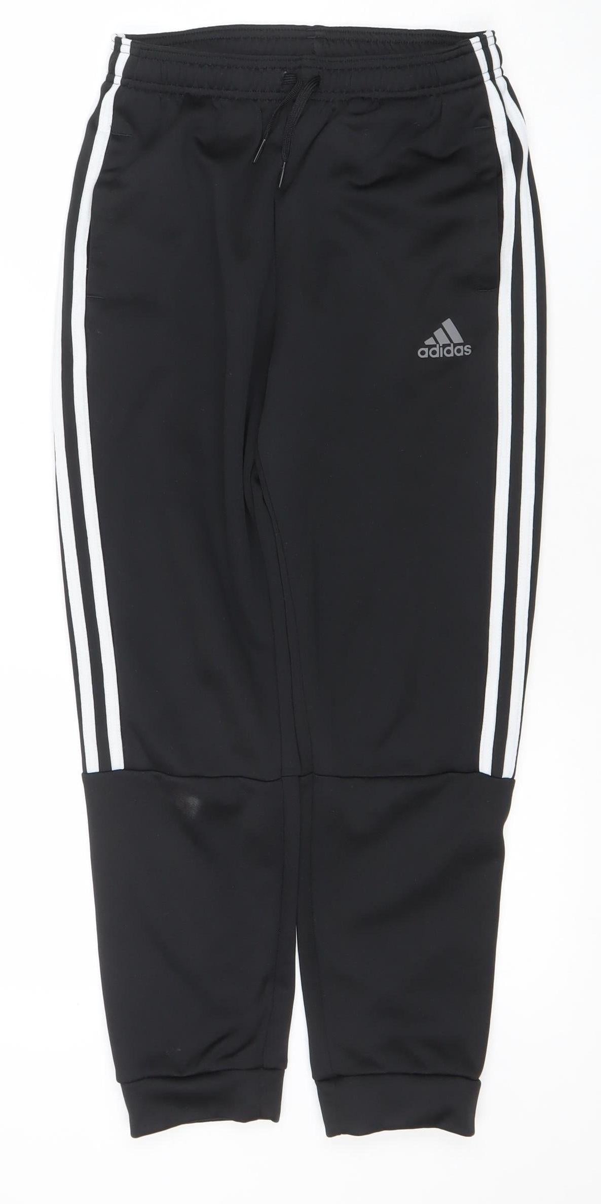 adidas Boys Black 11-12 Years Tapered Track Pants Recycled Polyester