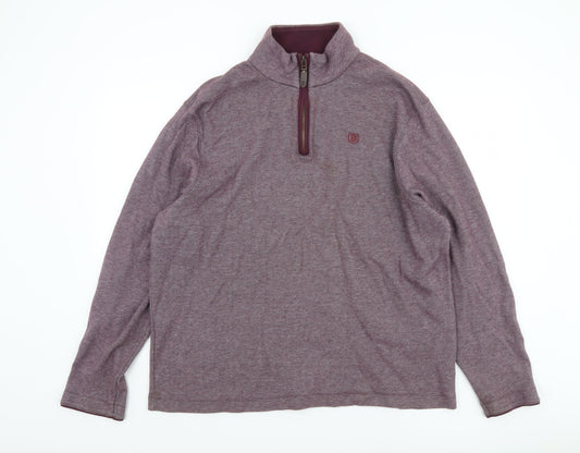 Marks and Spencer Blue Harbour Men's Purple 1/4 Zip Cotton Sweatshirt XL