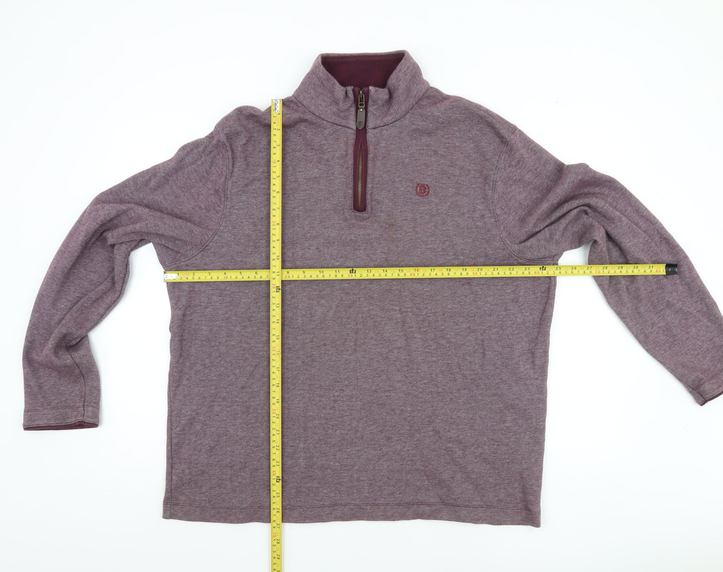 Marks and Spencer Blue Harbour Men's Purple 1/4 Zip Cotton Sweatshirt XL
