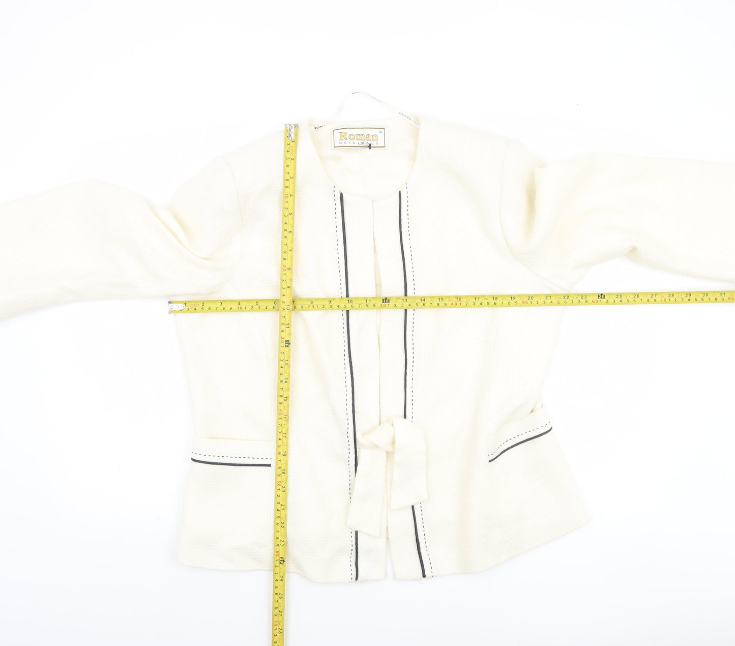Roman Originals Womens Ivory Belted Lined Blazer Size 18