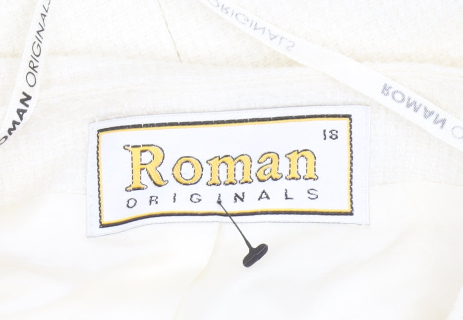 Roman Originals Womens Ivory Belted Lined Blazer Size 18