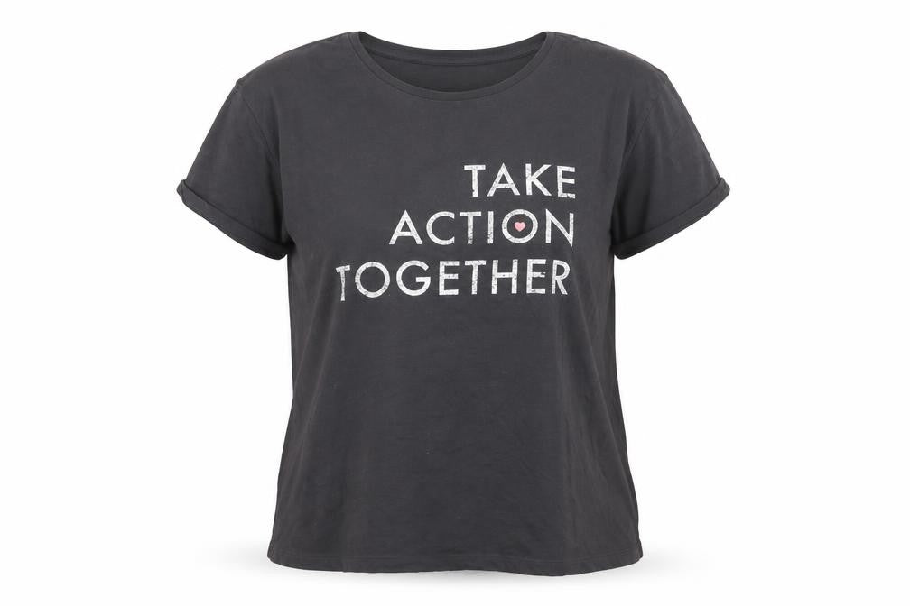 Mango Women's Black 'Take Action Together' T-Shirt Size M