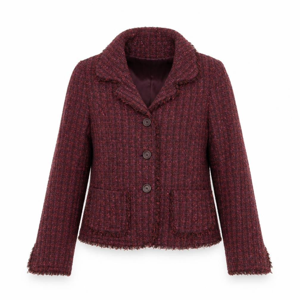 H&M Women Red Tweed Single-Breasted Blazer Size 12